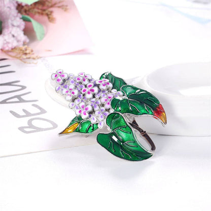 Purple & Silvertone Flower Brooch