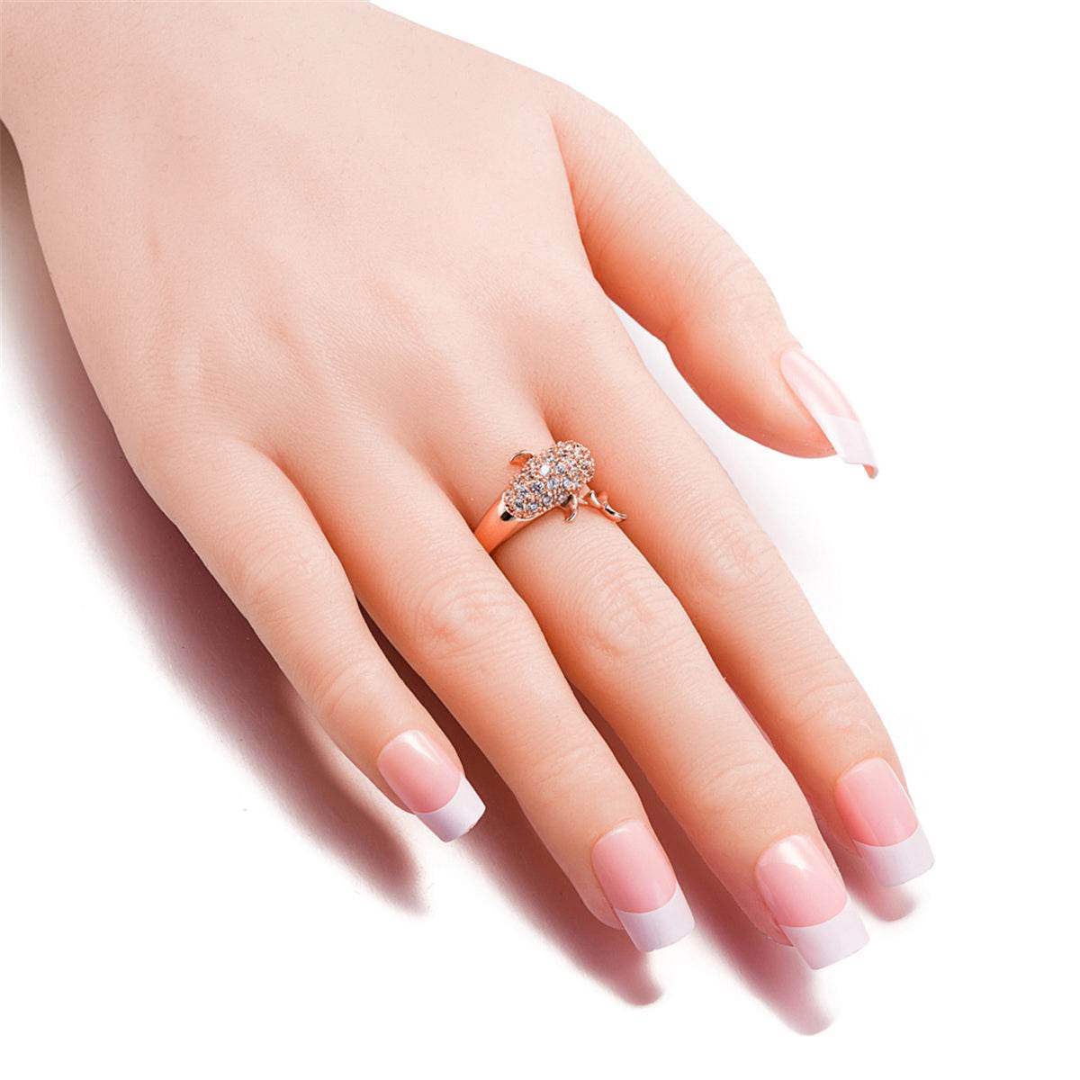 Cubic Zirconia & Rose Goldtone Pavé Dolphin Ring-1