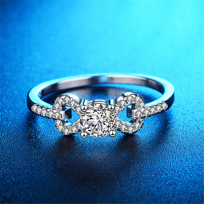 Crystal & Silvertone Bow Ring-1