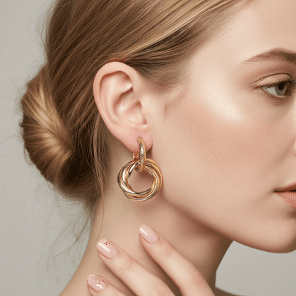 Goldtone Stacked Hoops Dangle Earrings