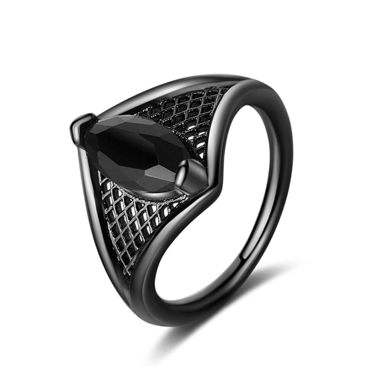 Black Crystal Marquise Web Ring-1