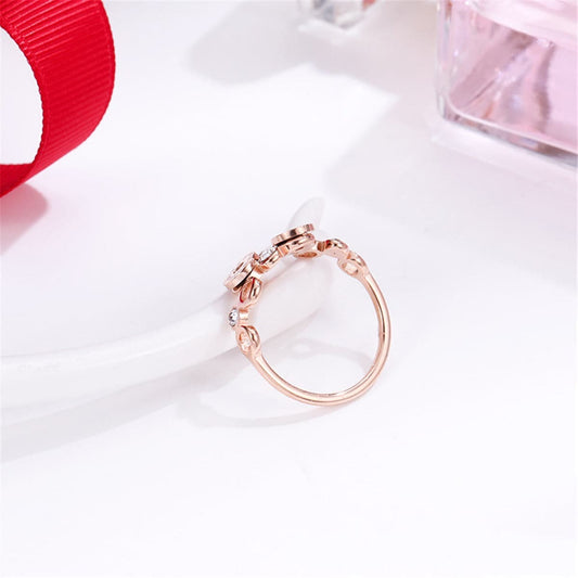 Cubic Zirconia Rose Goldtone Roman Numeral Ring