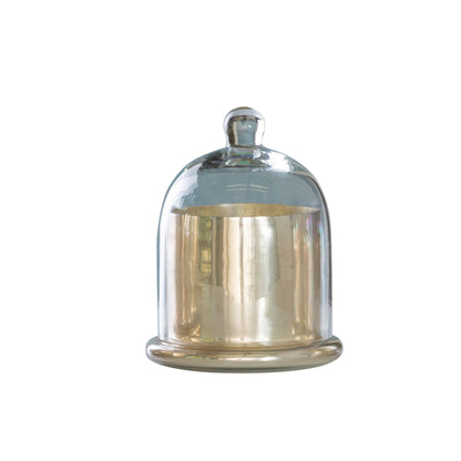 6 in Gold Harvest Mercury Glass Jar with Cloche Candle Holder Decorative Accent