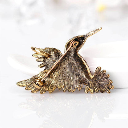 Pink & Blue Cubic Zirconia Woodpecker Brooch