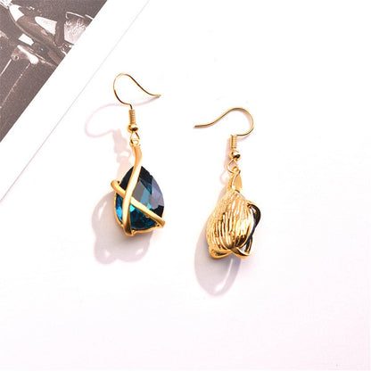 Blue Crystal & Goldtone Drop Earrings & Pendant Necklace