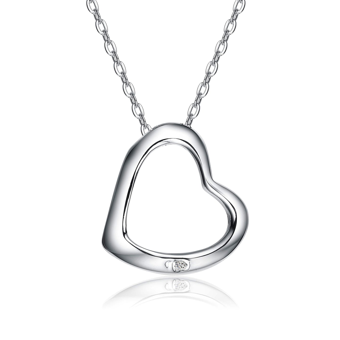 White Gold Plated with Clear Cubic Zirconia Heart Pendant