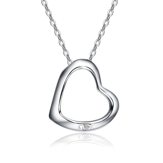 White Gold Plated with Clear Cubic Zirconia Heart Pendant