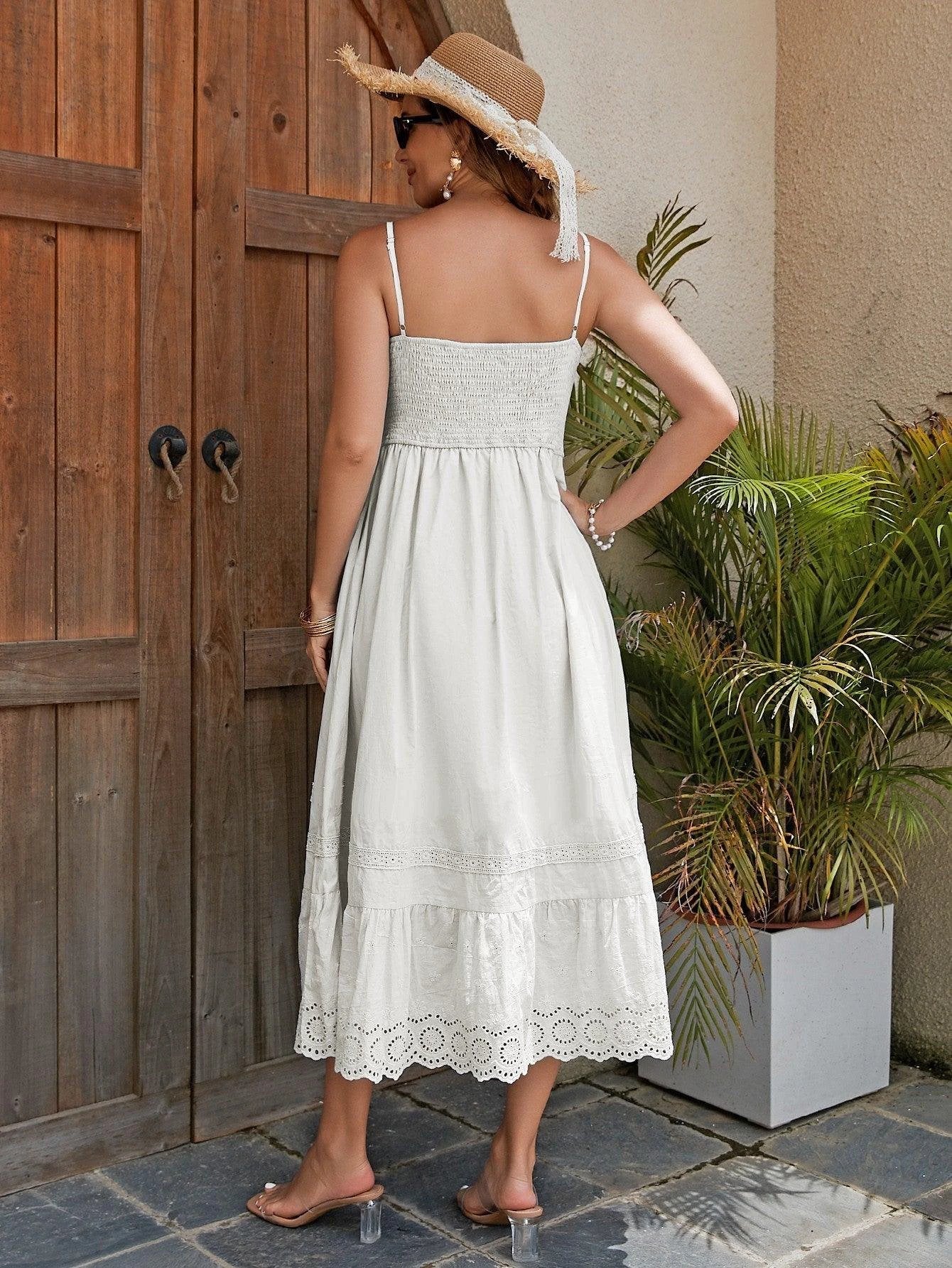 ladies cotton maxi dresses French Romantic Cotton Maxi Dress