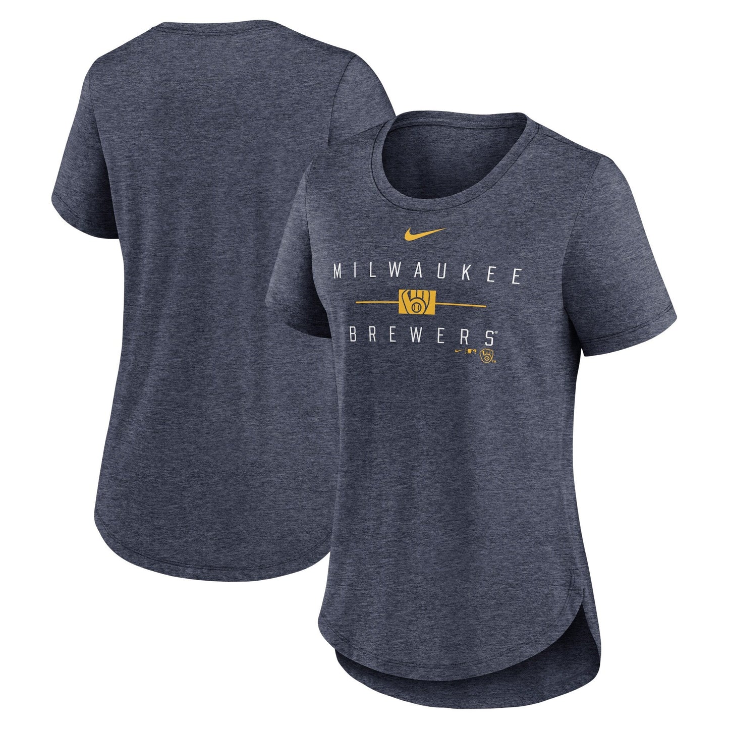 Nike Women's Brewers Knockout Team Stack Tri-Blend T-Shirt T-Shirts