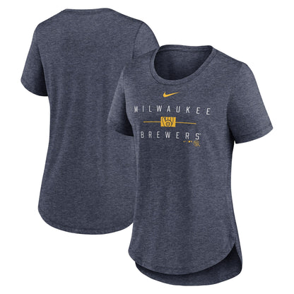 Nike Women's Brewers Knockout Team Stack Tri-Blend T-Shirt T-Shirts