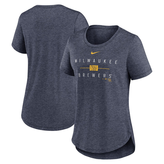 Nike Women's Brewers Knockout Team Stack Tri-Blend T-Shirt T-Shirts