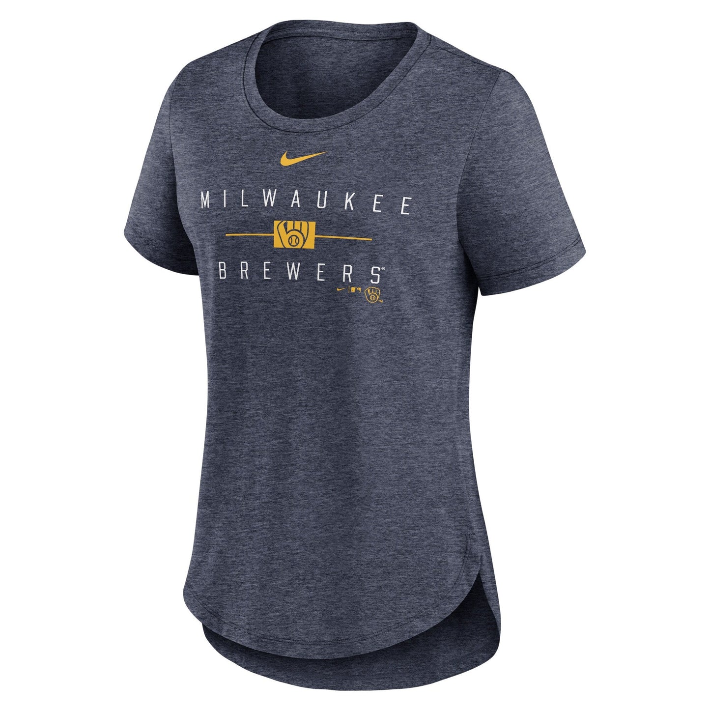 Nike Women's Brewers Knockout Team Stack Tri-Blend T-Shirt T-Shirts
