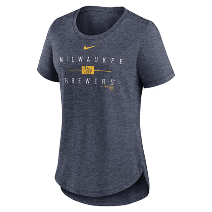 Nike Women's Brewers Knockout Team Stack Tri-Blend T-Shirt T-Shirts