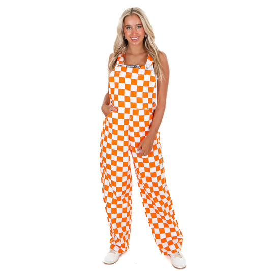 Tennessee Volunteers - Adult Unisex Checkered Orange/White Overalls by Southern Sportz Store