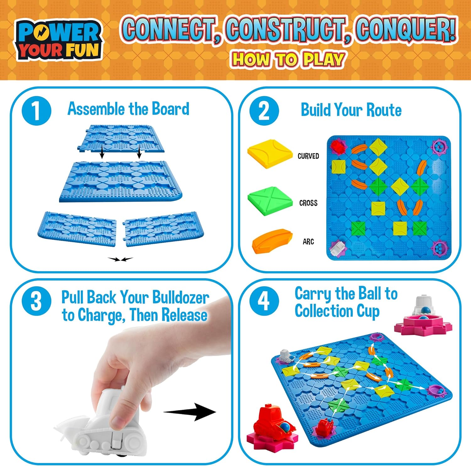 Blue, green, yello, orange and pink board game-