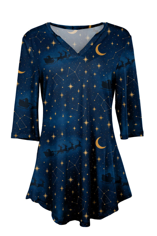 Navy Night Sky Moon and Stars Print-