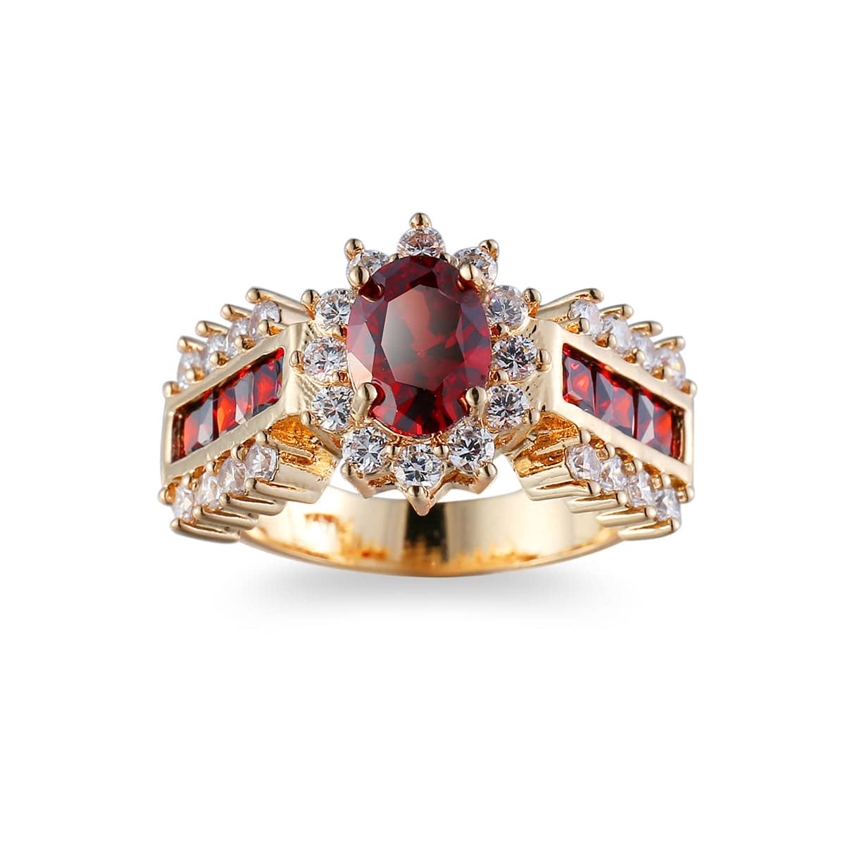 Red Crystal & Cubic Zirconia Oval-Cut Ring