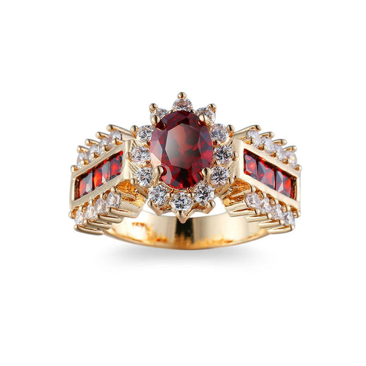 Red Crystal & Cubic Zirconia Oval-Cut Ring