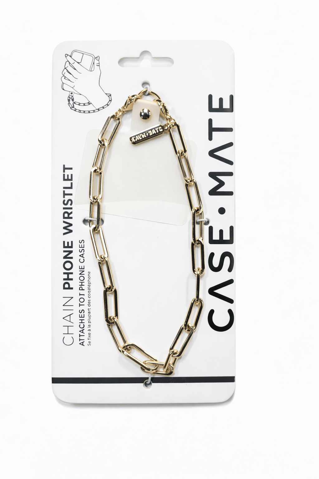 Case-Mate Phone Charm with Gold Metal Chain - Detachable Anti Theft Strap - Hands-Free Iphone Wrist Strap for Women - Phone Chain Wristlet - Fits Galaxy, Pixel and More - Gold