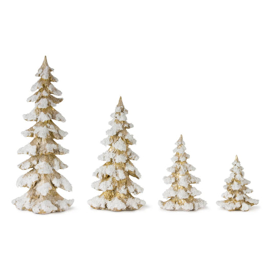 Melrose International Gold Flocked Pine Tree Decor (Set of 4)