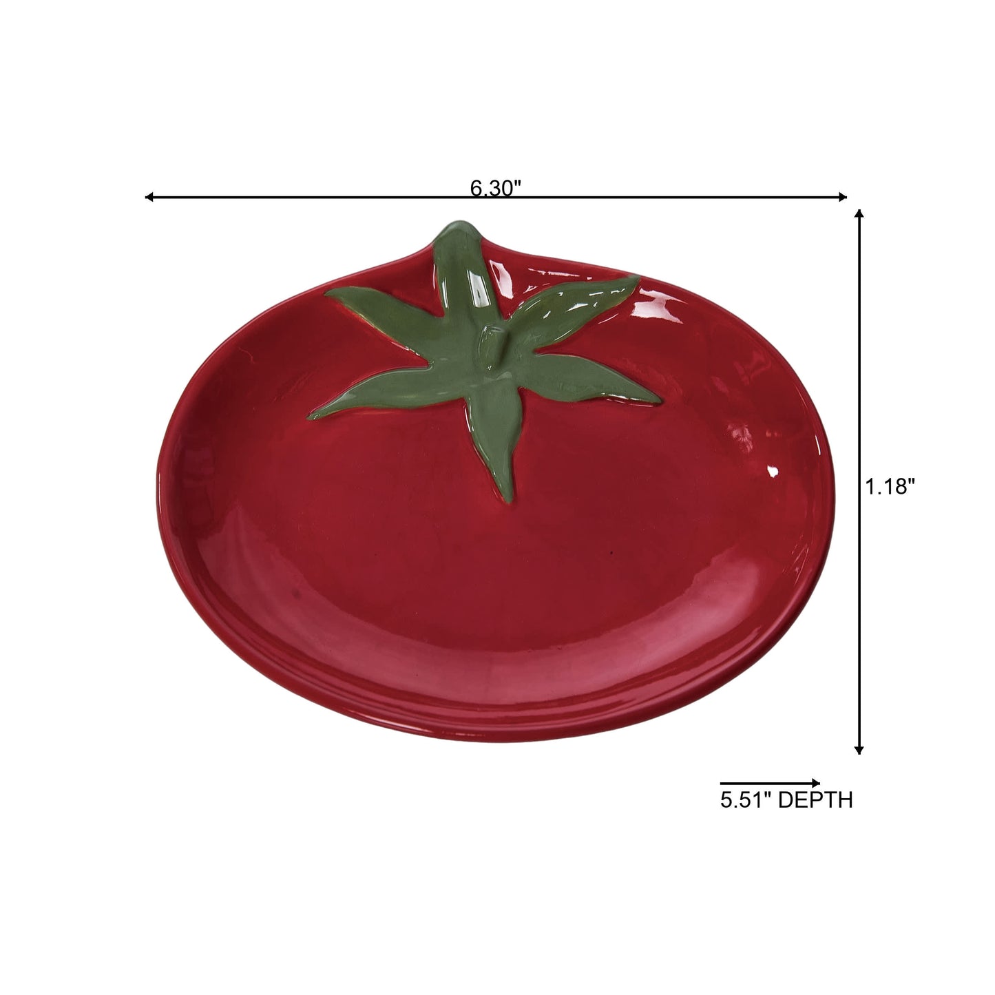 Dolomite Tomato Spoon Rest Red and Green for Spring Serving and Entertaining