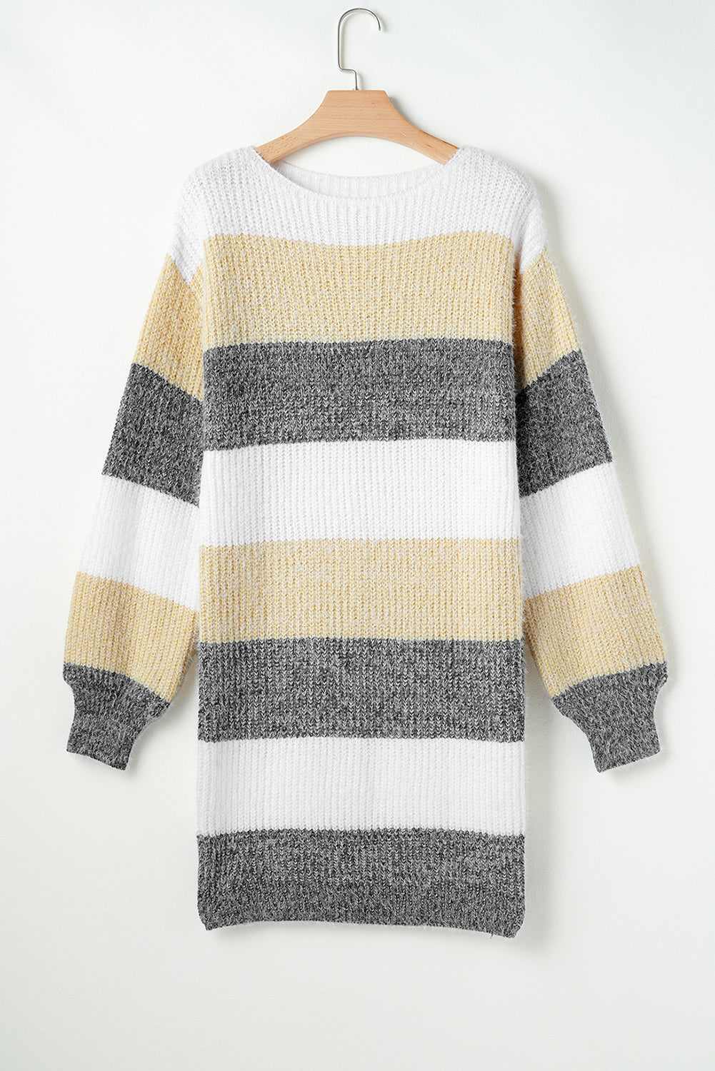 Sofia Sleeve Drop Shoulder Sweater - Gray Stripe / L - 12/14