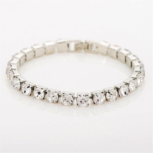 Cubic Zirconia & Silvertone Round Tennis Bracelet