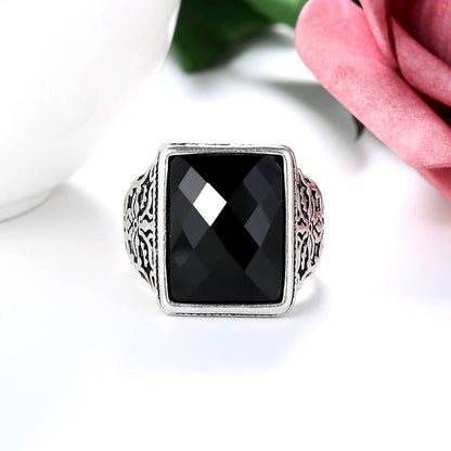 Black Rectangle Band Ring-4