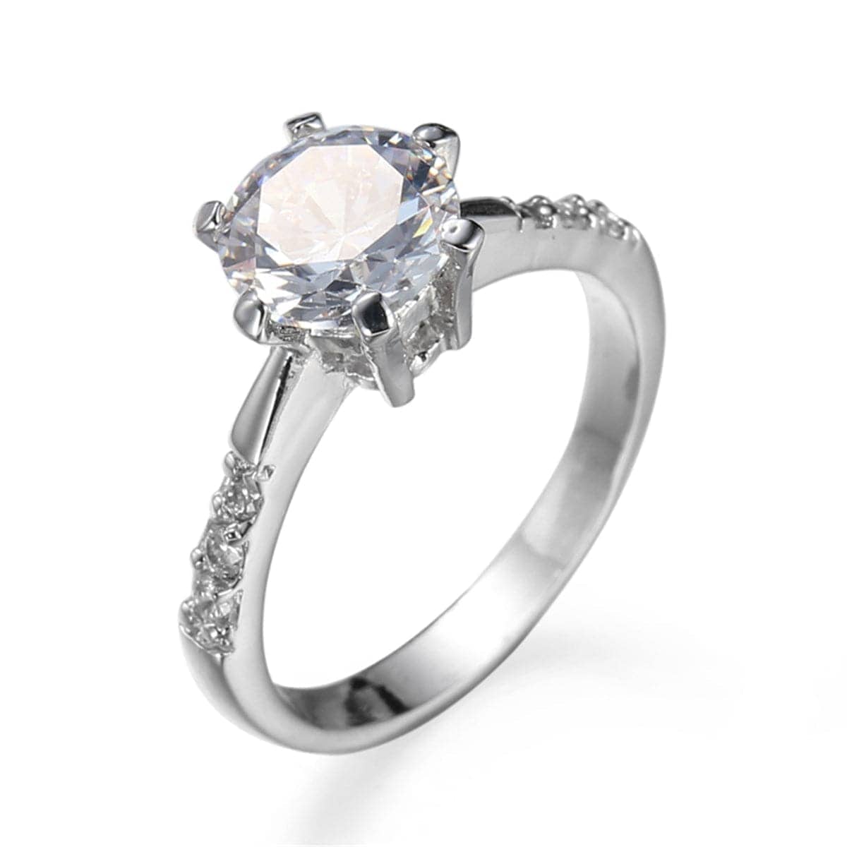 Crystal & Cubic Zirconia Silvertone Round-Cut Prong Ring