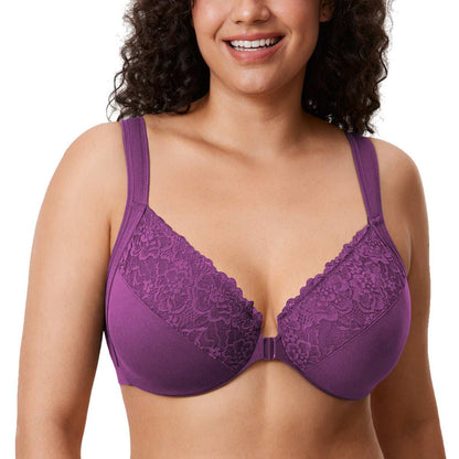 Plus Size Front Closure Lace Underwire Bra
