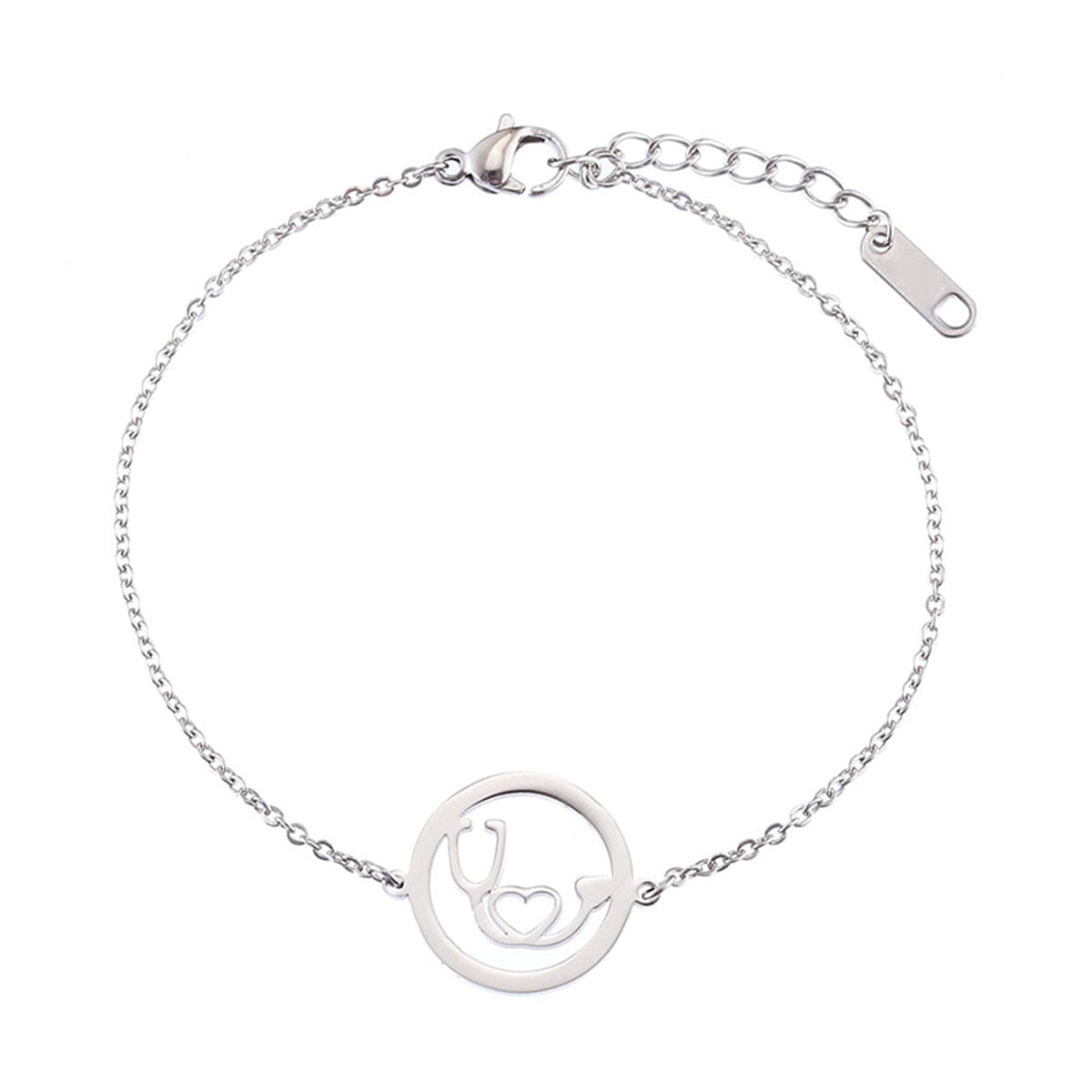 Silvertone Stethoscope Charm Bracelet