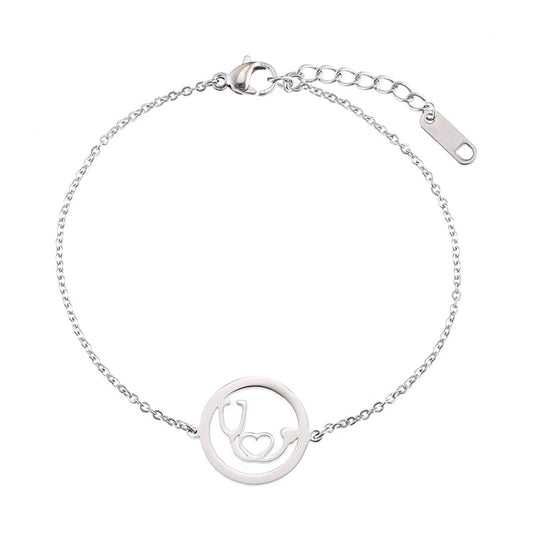 Silvertone Stethoscope Charm Bracelet