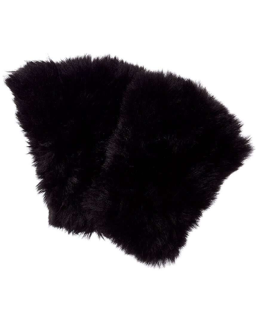 Surell Accessories Faux-Fur Knit Fingerless Mittens