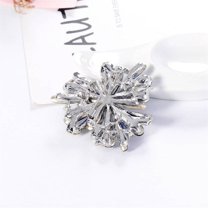 Pink & Multicolor Cubic Zirconia & Silvertone Flower Brooch