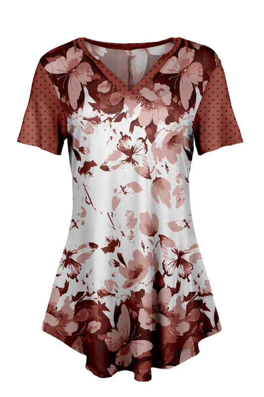 Rust and White Floral-
