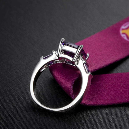 Purple Crystal & Cubic Zirconia Princess-Cut Ring-8