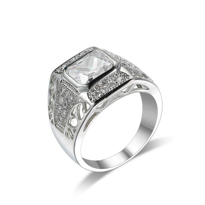 Crystal & Cubic Zirconia Openwork Bezel Cushion-Cut Ring-2