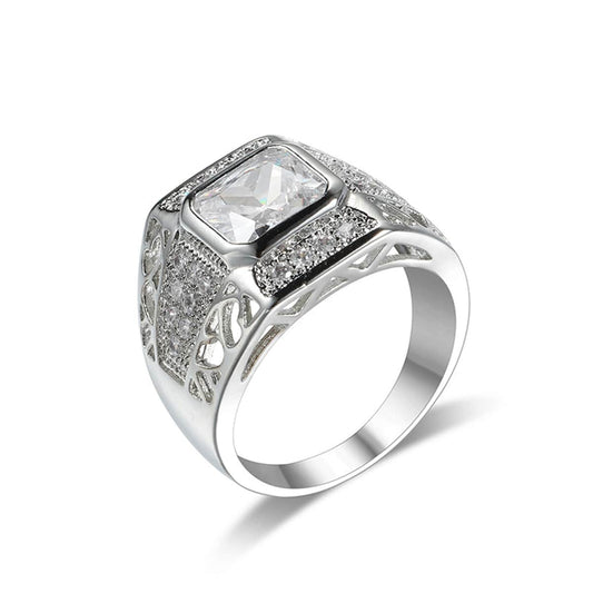 Crystal & Cubic Zirconia Openwork Bezel Cushion-Cut Ring