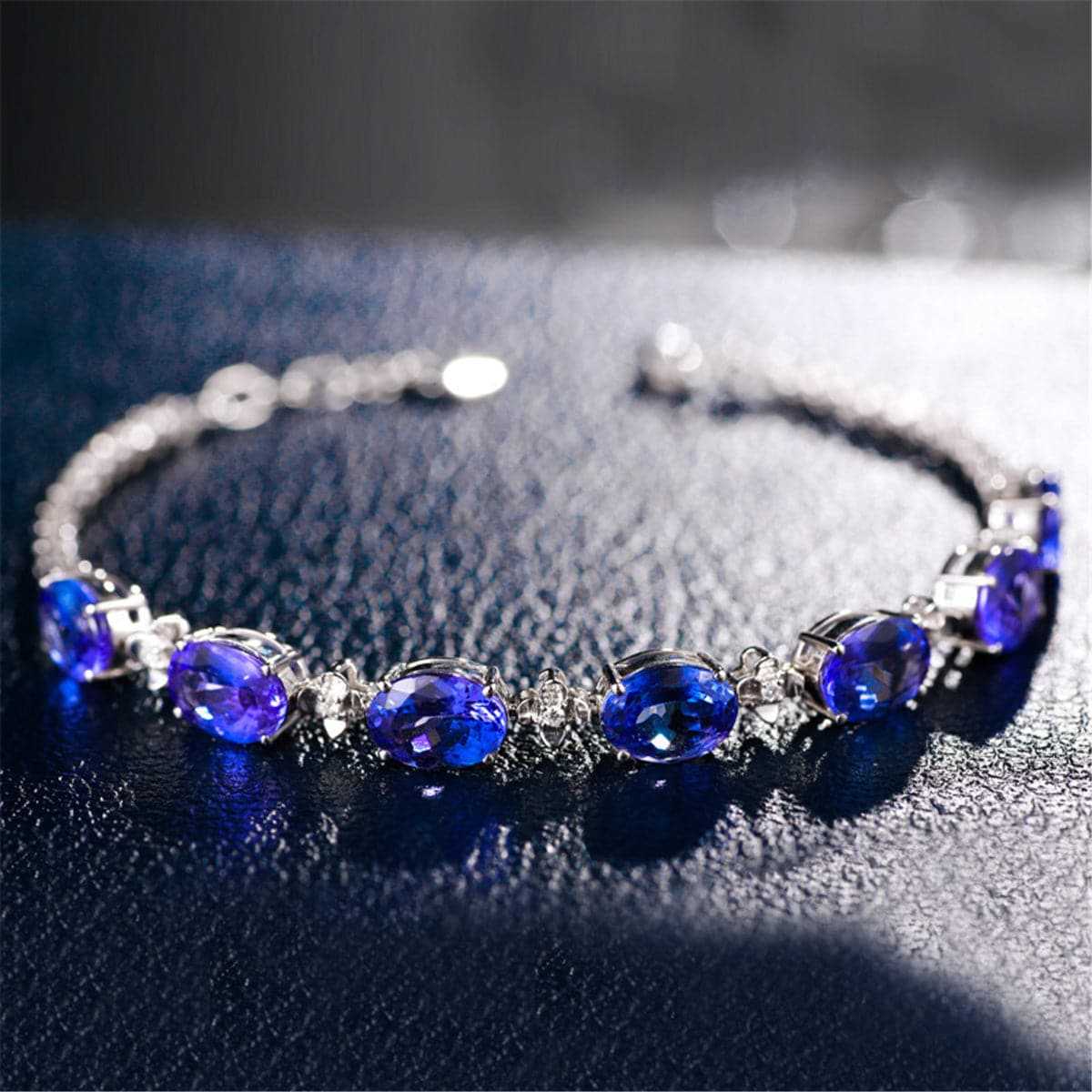 Blue Crystal & Cubic Zirconia Clover Tennis Bracelet