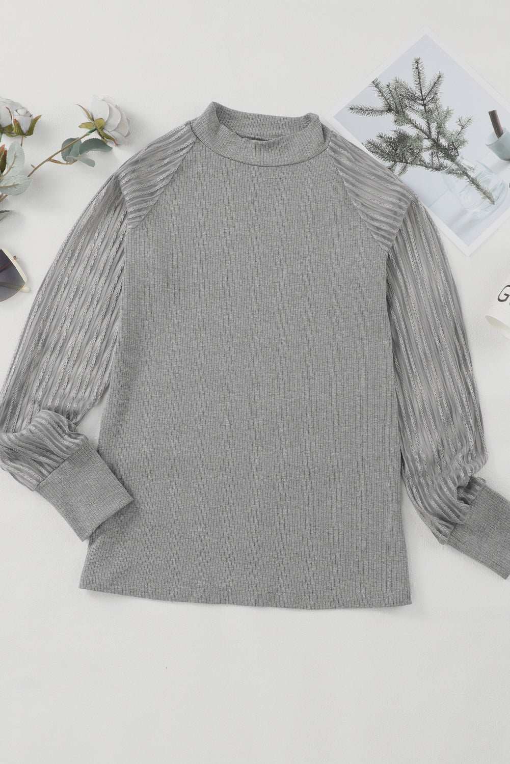 Elizabeth Crewneck Ribbed Top Long Sleeve Top