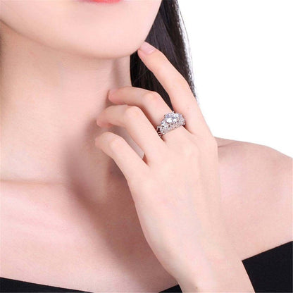 Cubic Zirconia & Crystal Silvertone Floral-Accent Prong Ring-2