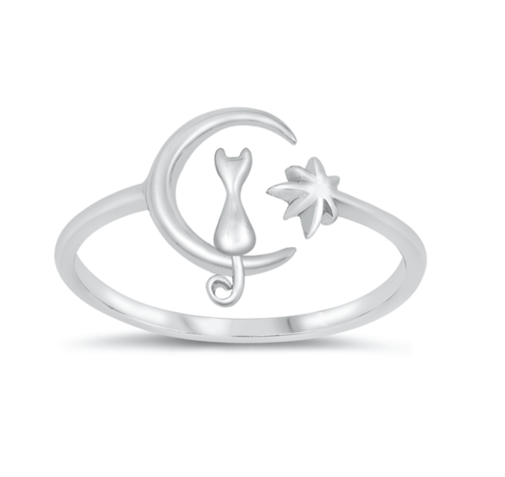 Cat on Crescent Moon & Star-