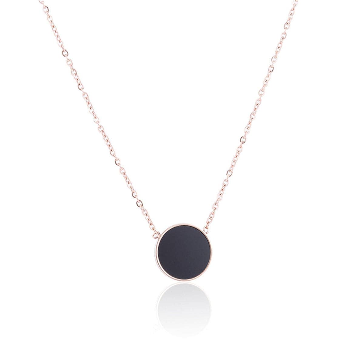 Black & Rose Goldtone Round Pendant Necklace