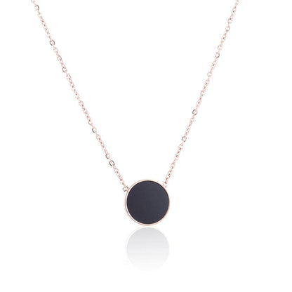 Black & Rose Goldtone Round Pendant Necklace
