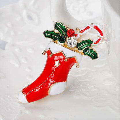 Cubic Zirconia & Goldtone Botany Stocking Brooch