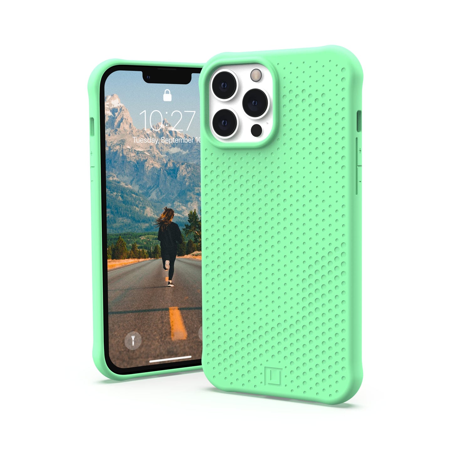 Urban Armor Gear [U by Uag Designed for Iphone 13 Pro Max Case Green Spearmint Dot Slim Fit Lightweight Stylish Pattern Impact Resistant Antimicrobial Protective Phone Cover, [6.7 Inch Screen]
