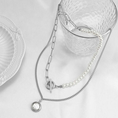 Pearl & Silvertone Necklace Set