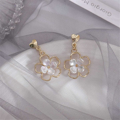 Resin & Goldtone Flower Drop Earrings