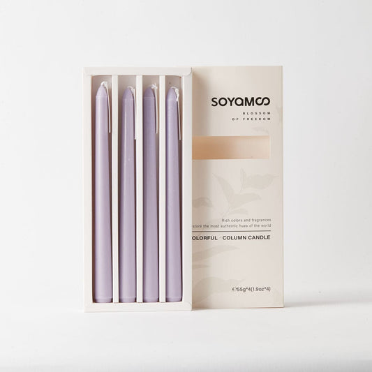 SOYAMOO Tea & Rain Colored Taper Candles
