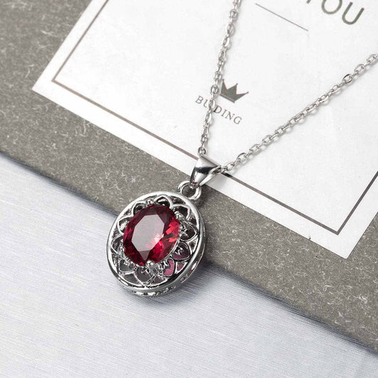 Rose Crystal & Silvertone Floral Pendant Necklace